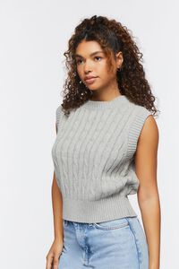 HEATHER GREY Cable Knit Sweater Vest, image 2