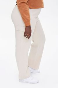 BEIGE Plus Size French Terry Cargo Pants, image 3
