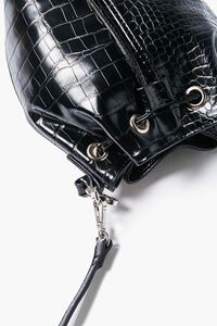BLACK Faux Croc Leather Bucket Bag, image 4