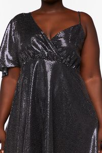 BLACK/SILVER Plus Size Sequin Asymmetrical Mini Dress, image 5