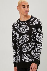 BLACK/WHITE Paisley Long-Sleeve Sweater, image 2