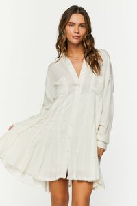 IVORY Long-Sleeve Mini Shirt Dress, image 6