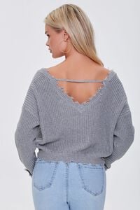 HEATHER GREY Ribbed Distressed-Trim Sweater, image 3