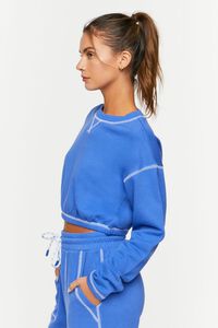 BLUE/WHITE Active Contrast-Trim Cropped Pullover, image 2