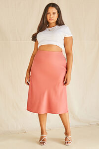 Plus Size Satin Midi Skirt, image 4