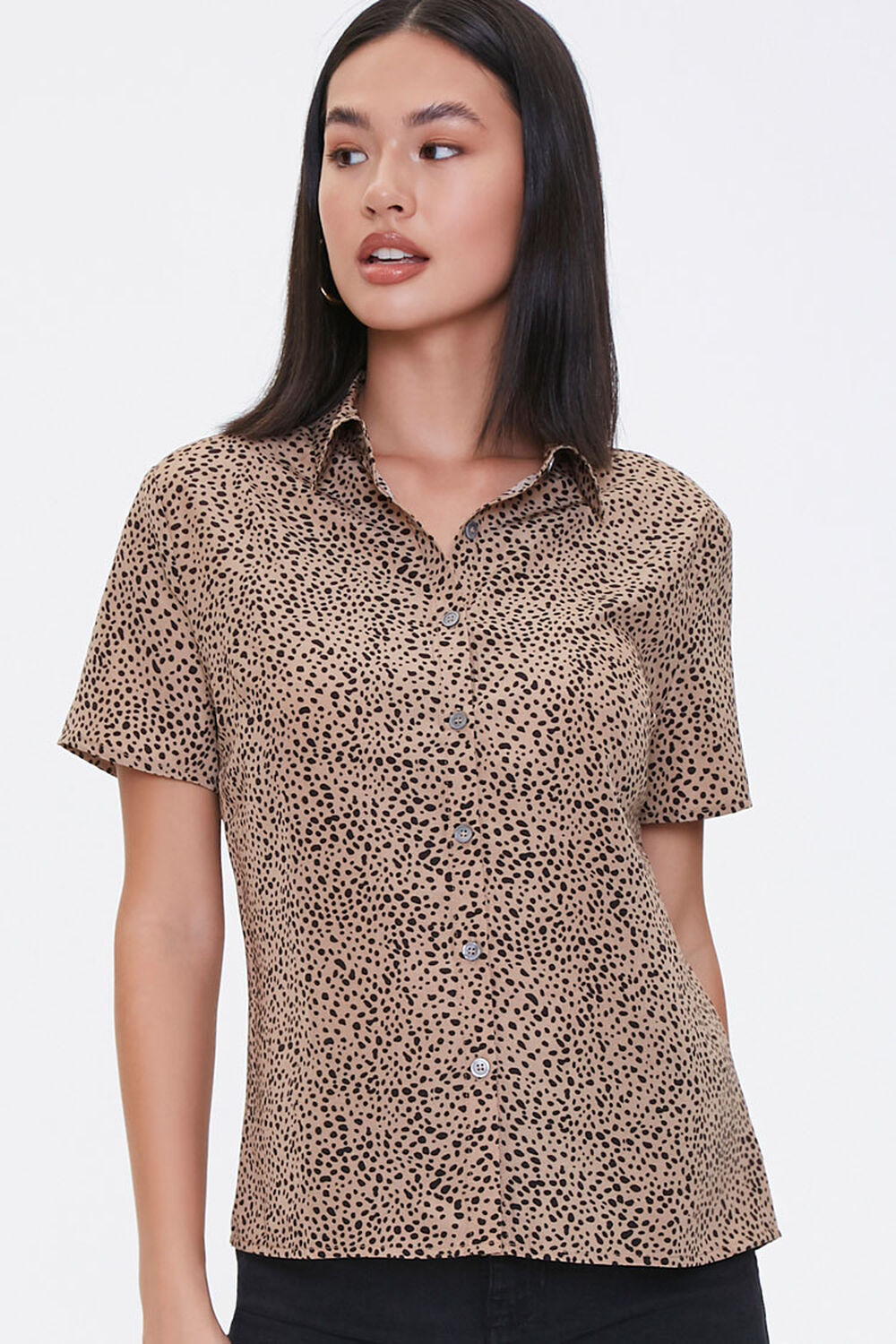 TAUPE/BLACK Cheetah Print Shirt, image 1