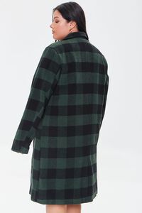 GREEN/BLACK Plus Size Buffalo Plaid Open-Front Coat, image 3