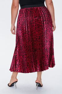 WINE/BLACK Plus Size Leopard Print Midi Skirt, image 4