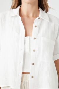 WHITE Textured Boxy Short-Sleeve Shirt, image 5