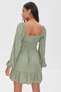 OLIVE Twill Peasant-Sleeve Mini Dress, image 3
