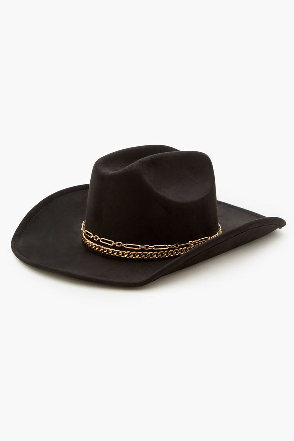 BLACK/GOLD Chain-Trim Brushed Cowboy Hat, image 2