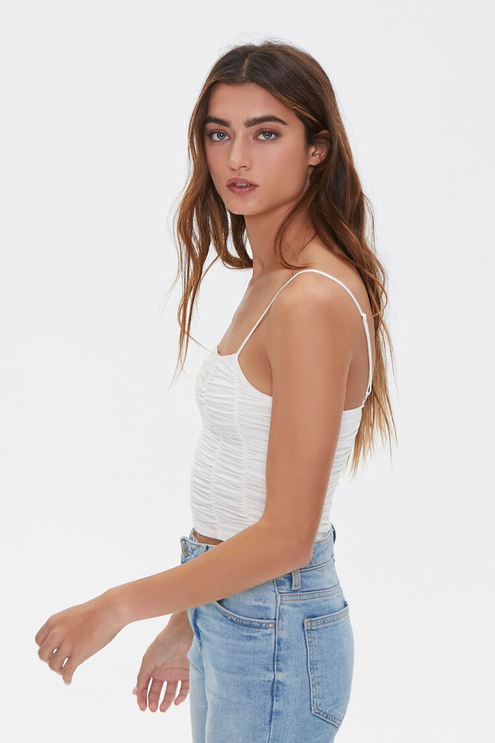 IVORY Ruched Cropped Cami, image 2