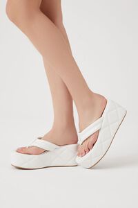 WHITE Faux Leather Quilted Wedges, image 1