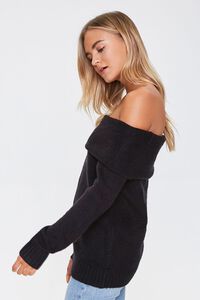 BLACK Off-the-Shoulder Ribbed Trim Sweater, image 2
