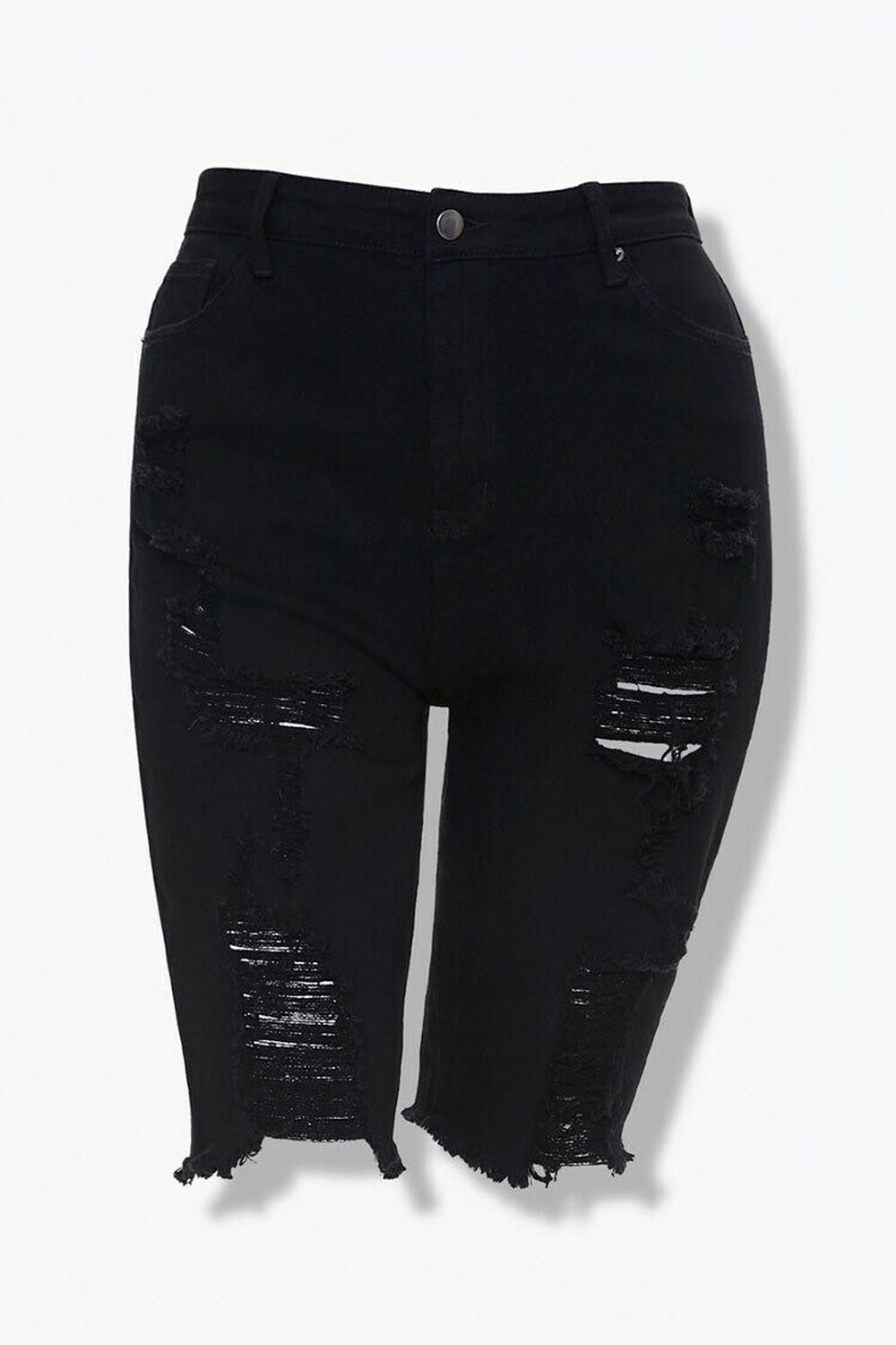 BLACK Plus Size Denim Bermuda Shorts, image 1