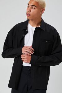BLACK Seersucker Striped Shirt, image 5