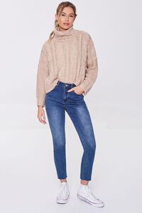 OATMEAL Cable Knit Turtleneck Sweater, image 4