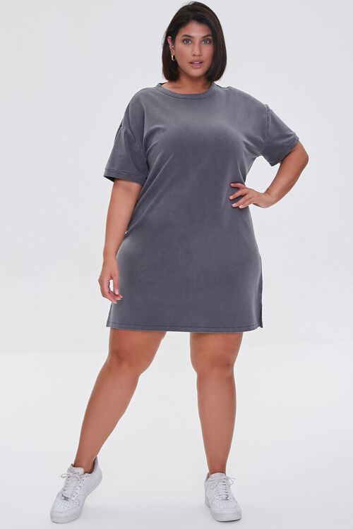 CHARCOAL Plus Size Mini T-Shirt Dress, image 4