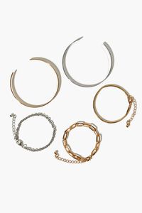 GOLD/SILVER Chain & Bangle Bracelet Set, image 1