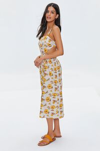 TAN/MULTI Floral Print Cutout Midi Dress, image 2