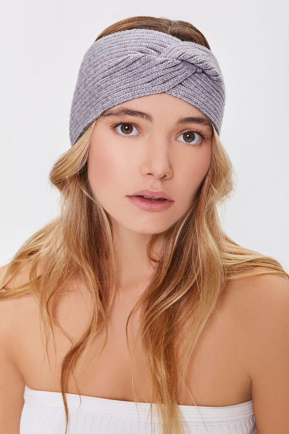 HEATHER GREY Ribbed Twisted Headwrap, image 1