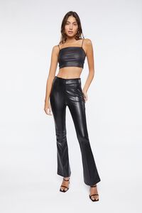 BLACK Faux Leather High-Rise Flare Pants, image 1