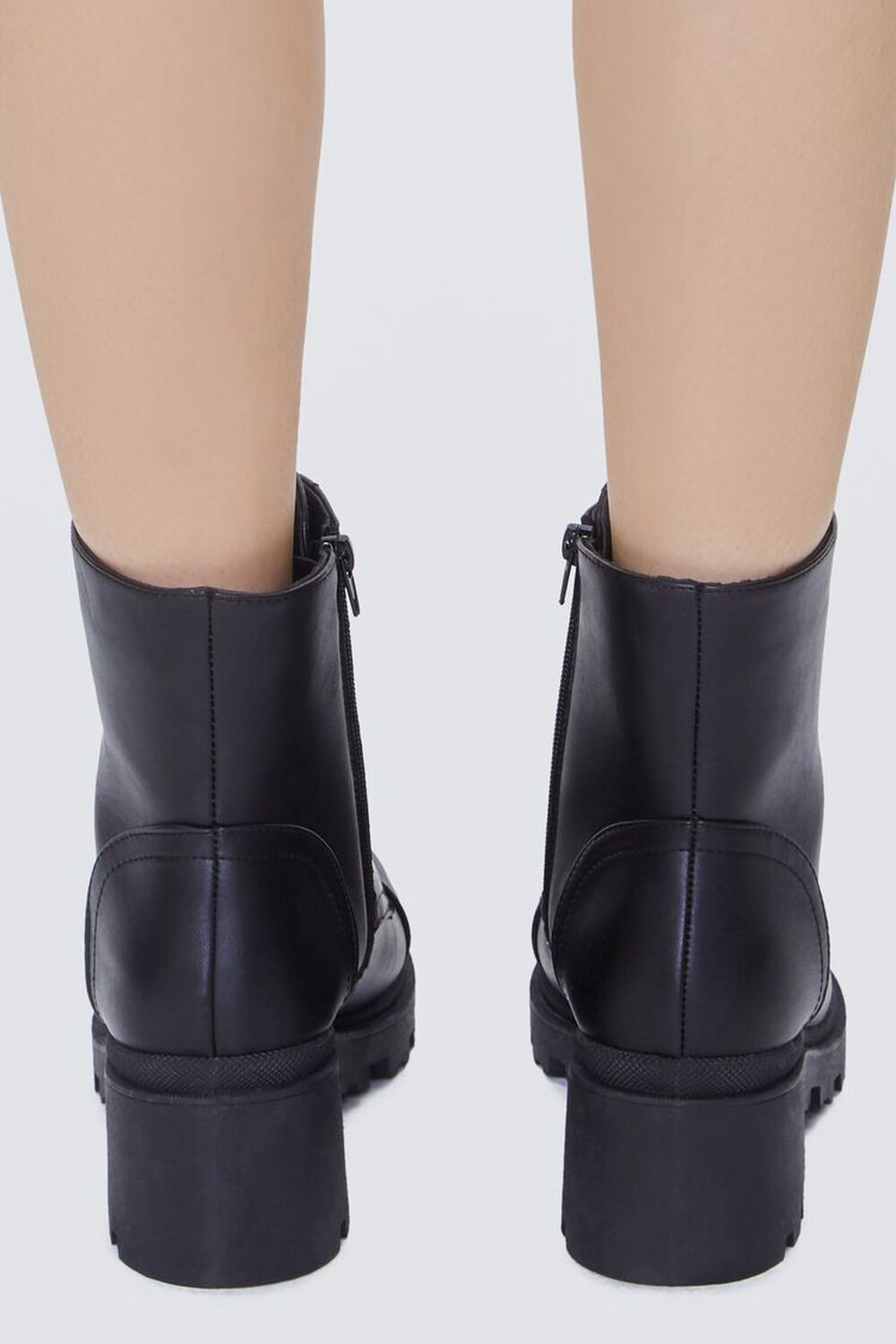 BLACK Faux Leather Combat Booties, image 3