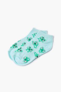 BLUE/MULTI Kids Frog Print Ankle Socks (Girls + Boys), image 1