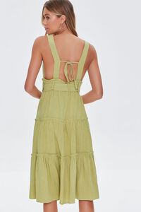 LIGHT GREEN Belted Plunging Flounce Dress, image 3