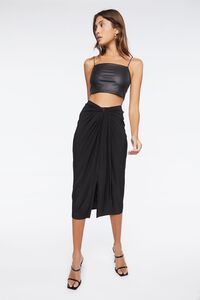 BLACK Knotted High-Rise Midi Skirt, image 5