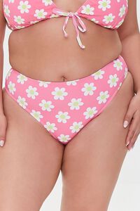 SUPER PINK/LIME Plus Size Floral Bikini Bottoms, image 2