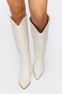 WHITE Faux Leather Cowboy Boots, image 4