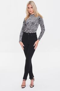TAUPE/BLACK Velvet Zebra Print Bodysuit, image 4