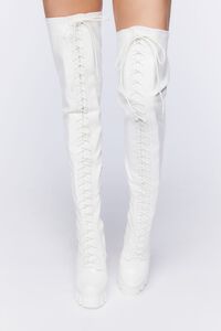 WHITE Lace-Up Thigh-High Boots, image 4