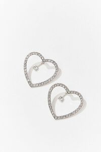 SILVER/CLEAR CZ-Accent Heart Stud Earrings, image 2