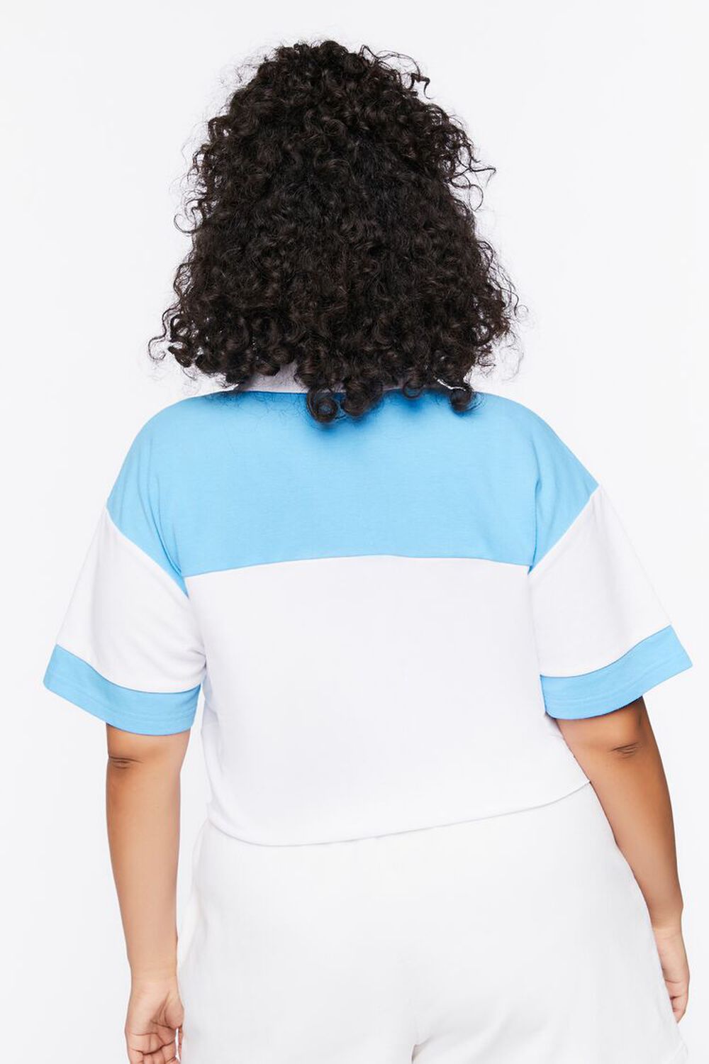 Plus Size Colorblock Cropped Polo Shirt, image 3