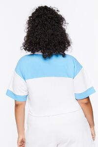 Plus Size Colorblock Cropped Polo Shirt, image 3