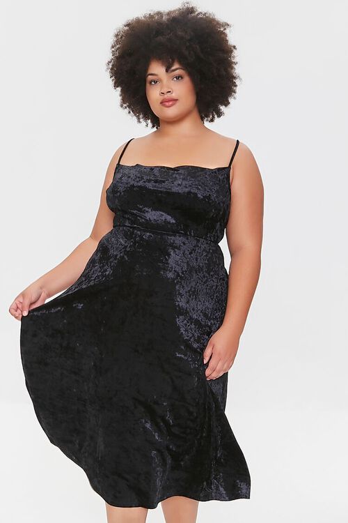 BLACK Plus Size Crushed Velvet Dress, image 4