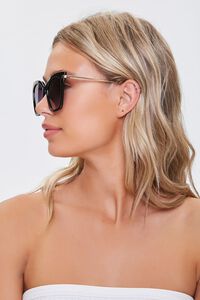 BLACK Oversized Cat-Eye Sunglasses, image 2
