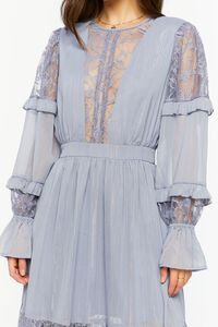 LIGHT BLUE Lace Tiered Long-Sleeve Maxi Dress, image 5
