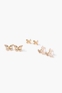 GOLD Butterfly Charm Stud Earring Set, image 2