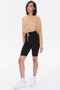 BROWN French Terry Drop-Sleeve Top, image 4