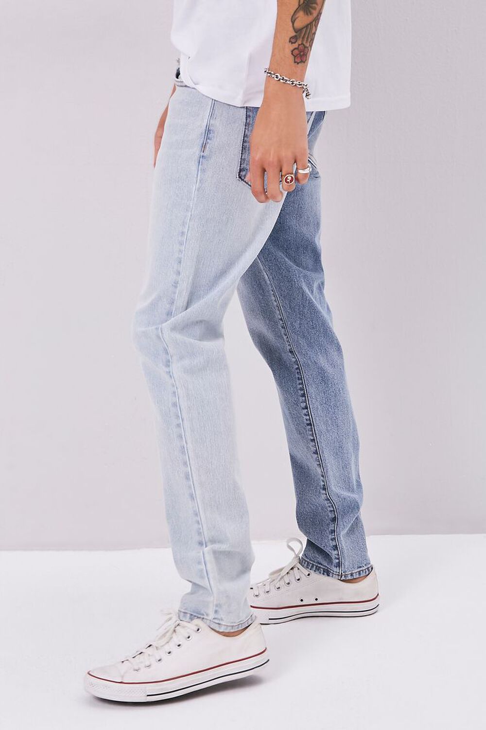 MEDIUM DENIM/DENIM Colorblock Slim-Fit Jeans, image 3