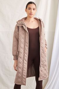 MOCHA Quilted Hooded Longline Jacket, image 2