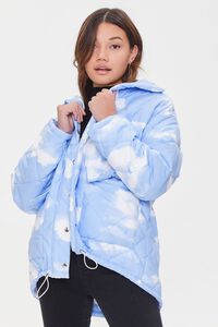 BLUE/WHITE Quilted Cloud Print Coat, image 2