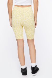 YELLOW/WHITE Floral Print Biker Shorts, image 4