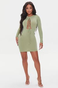 OLIVE Lace-Up Bodycon Mini Dress, image 4