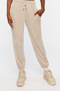 OYSTER GREY Velour Drawstring Joggers, image 2