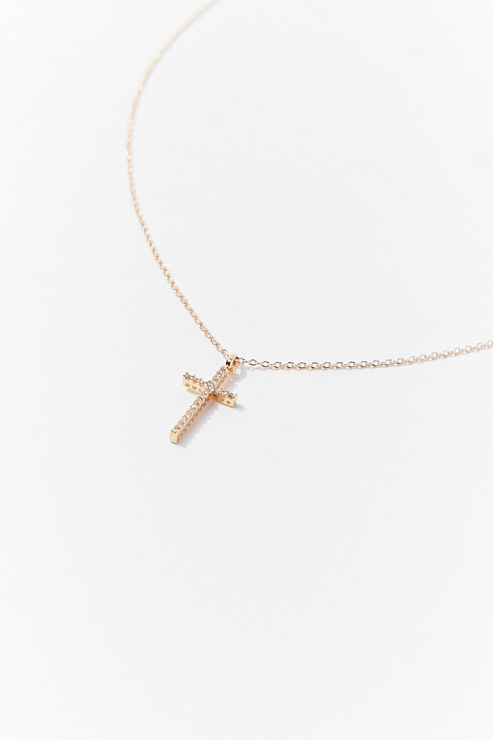 GOLD CZ Stone Cross Pendant Necklace, image 1