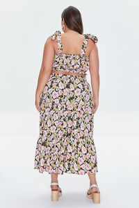 Plus Size Floral Print Crop Top & Skirt Set, image 3